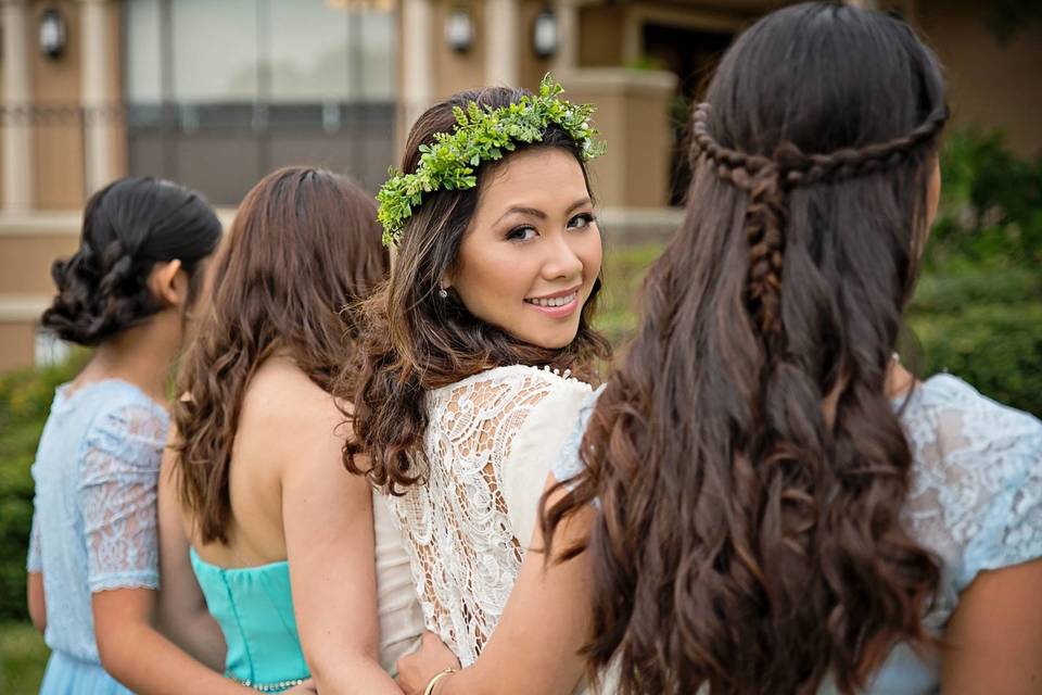 Bride portrait on staircase