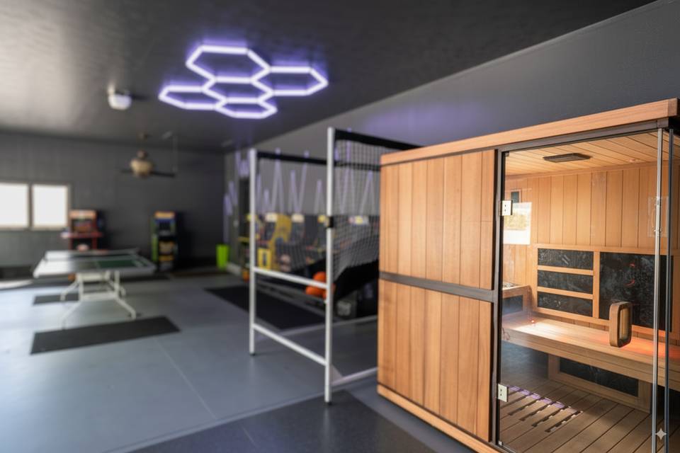 Sauna + gym + arcade