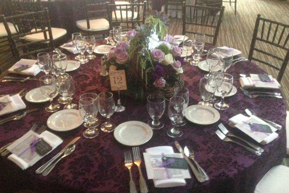 Table set-up with centerpiece