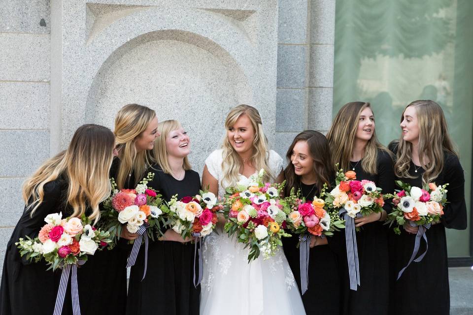 Bride and Bridesmaids