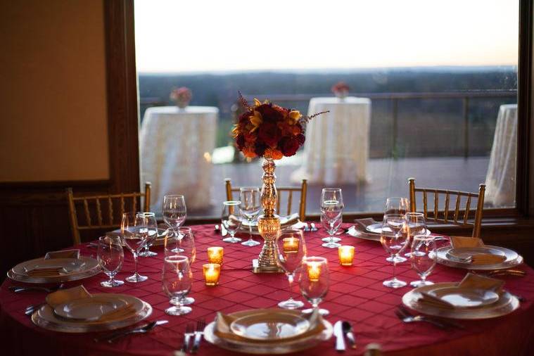 Candle-lit table set-up