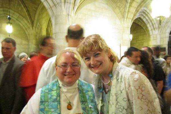 Rev. Allyson (left) at her ordination, with Rev. Annie Lawrence (right) beside her.