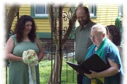 Traditional wedding with a personal flair for a pagan couple in NH. 6/30/07