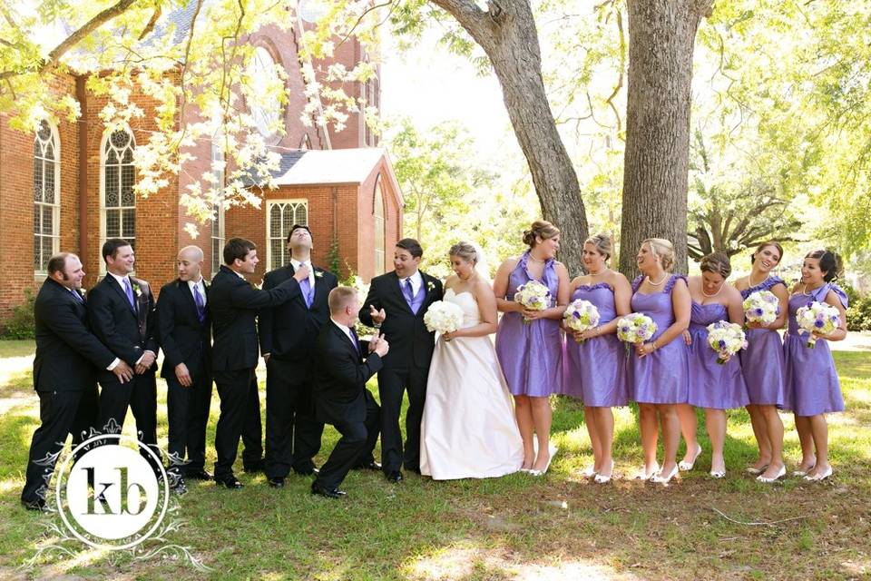 The couple with their attendants