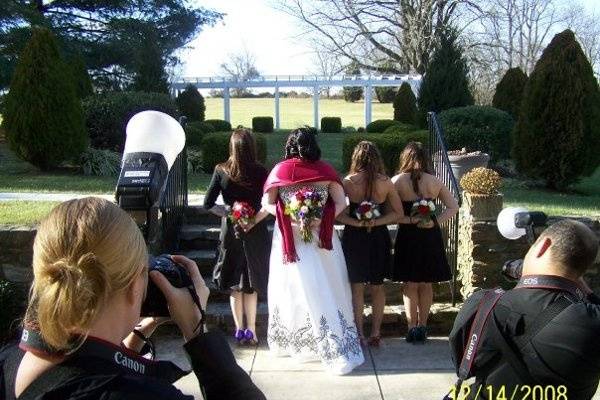 Bride and the bridesmaids