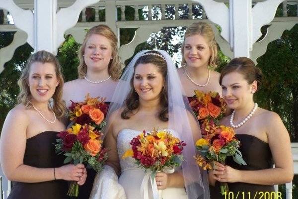 Bride and her bridesmaids