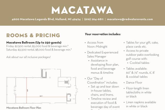 Reception Pricing