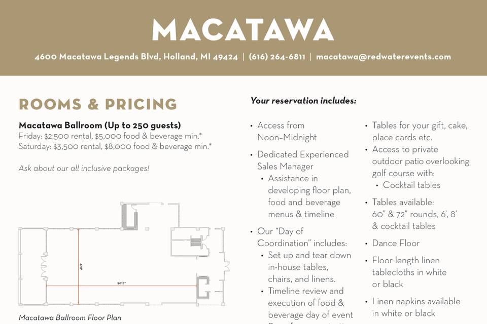 Reception Pricing