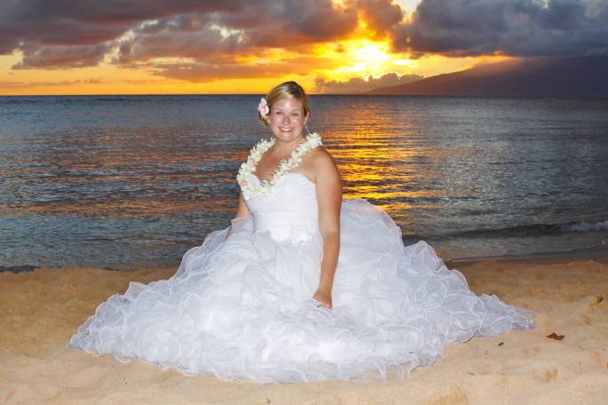 sunset sitting bride