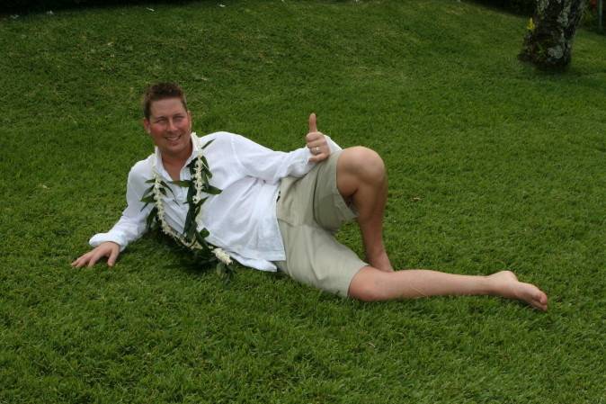 groom on grass