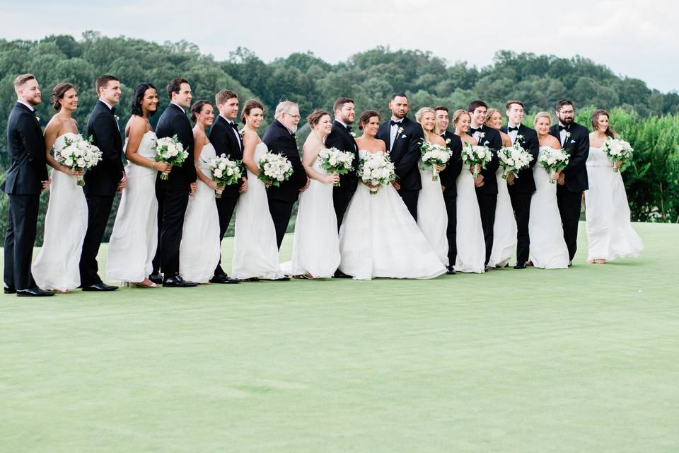 Wedding party on the golf course