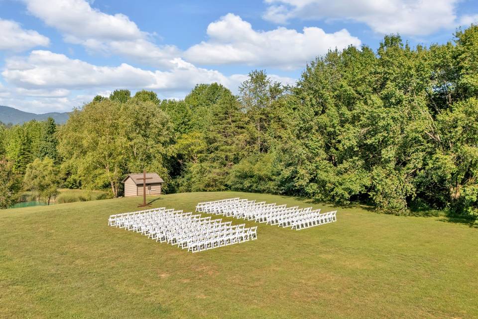 White garden ceremony chairs