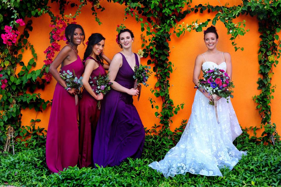 Bride with bridesmaids