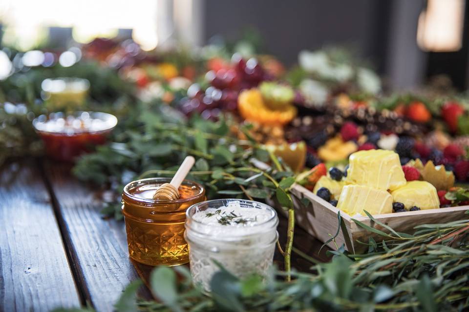 Staged table w/glass jars