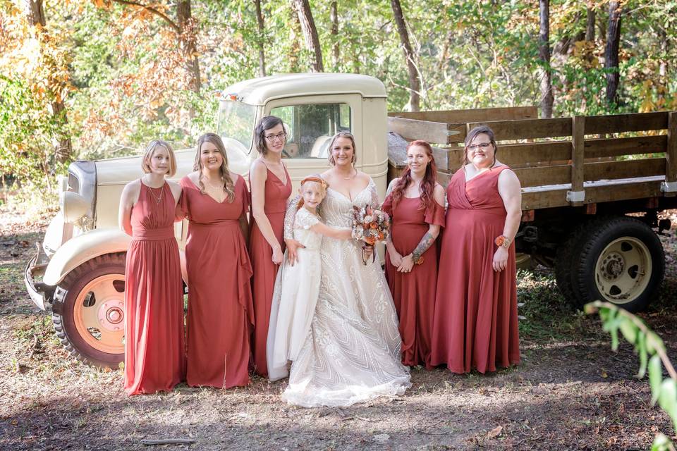 Bridal party in fall