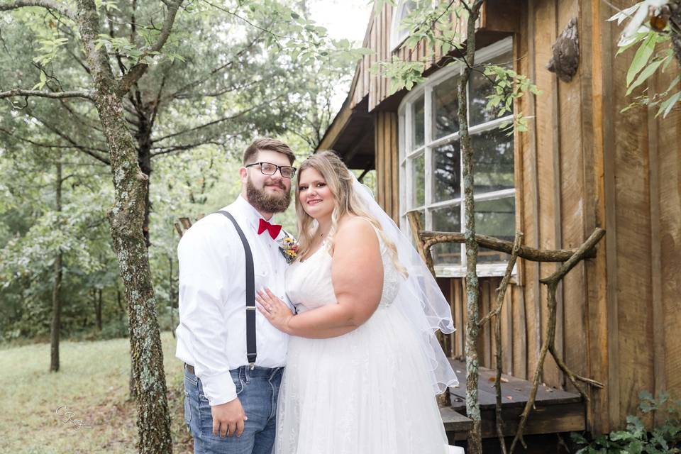 Couples portrait at the cabin