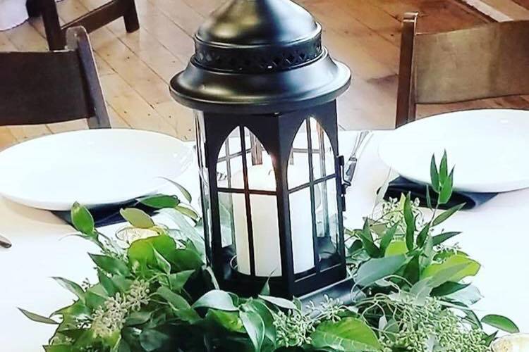 Lantern wreath centerpiece
