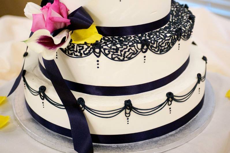 Three tier beaded cake