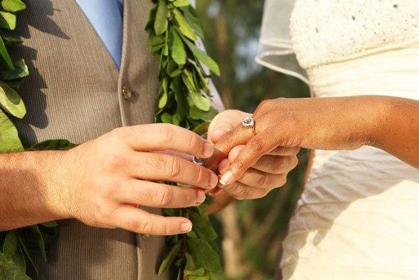 ring exchanged during a hawaii beach wedding