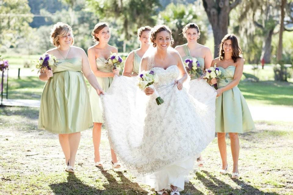 Bride and bridesmaids