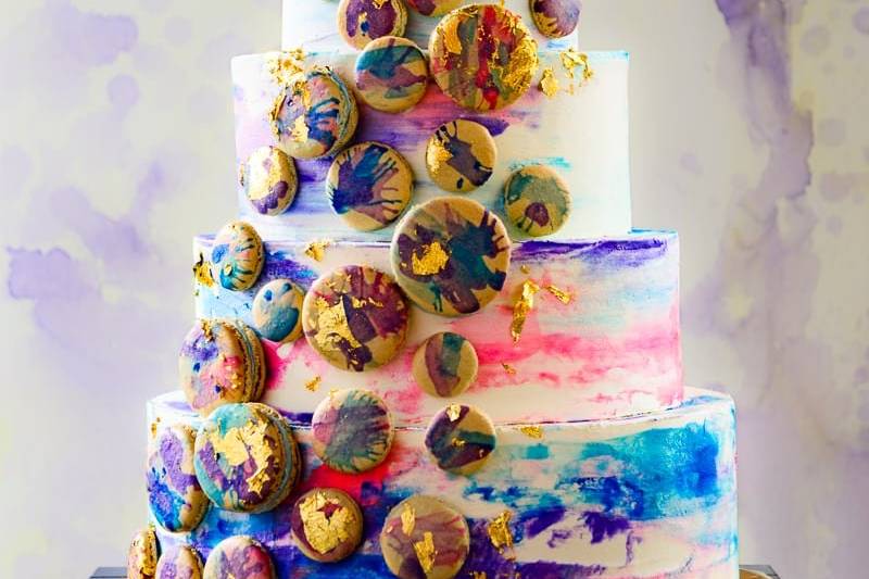 Colorful macaron cake