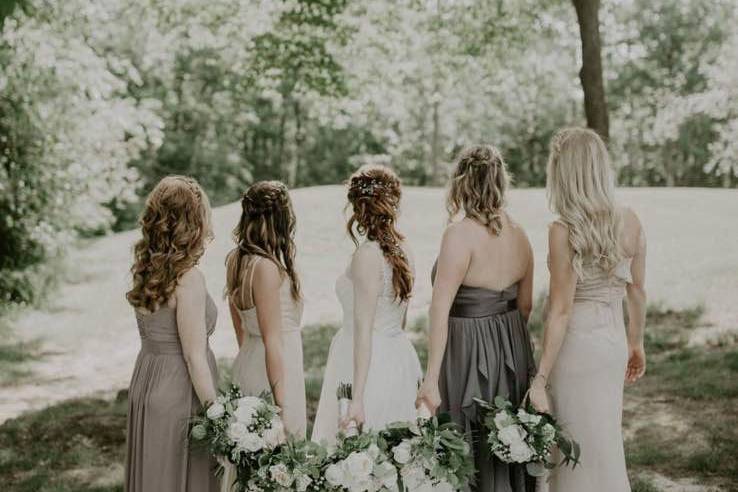 The bride and bridesmaids