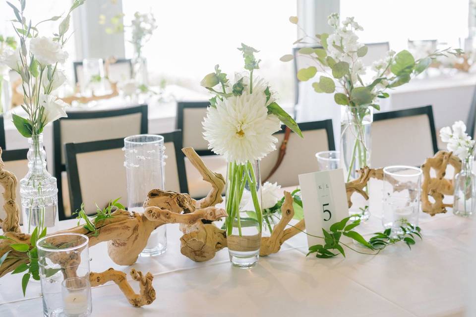 Table setting with floral centerpiece