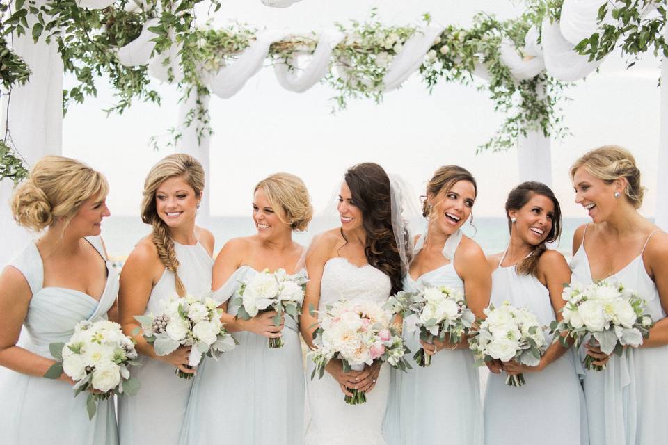 Bride and her bridesmaids