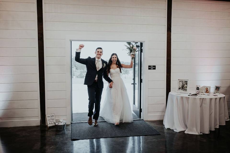 Bride and bridesmaids dancing