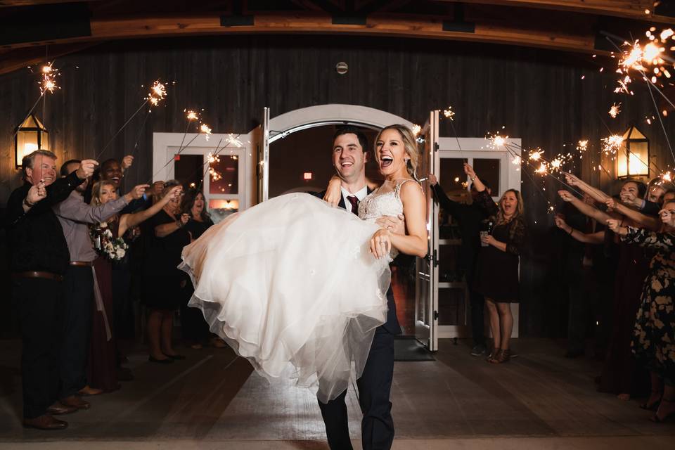 Bride and groom dancing