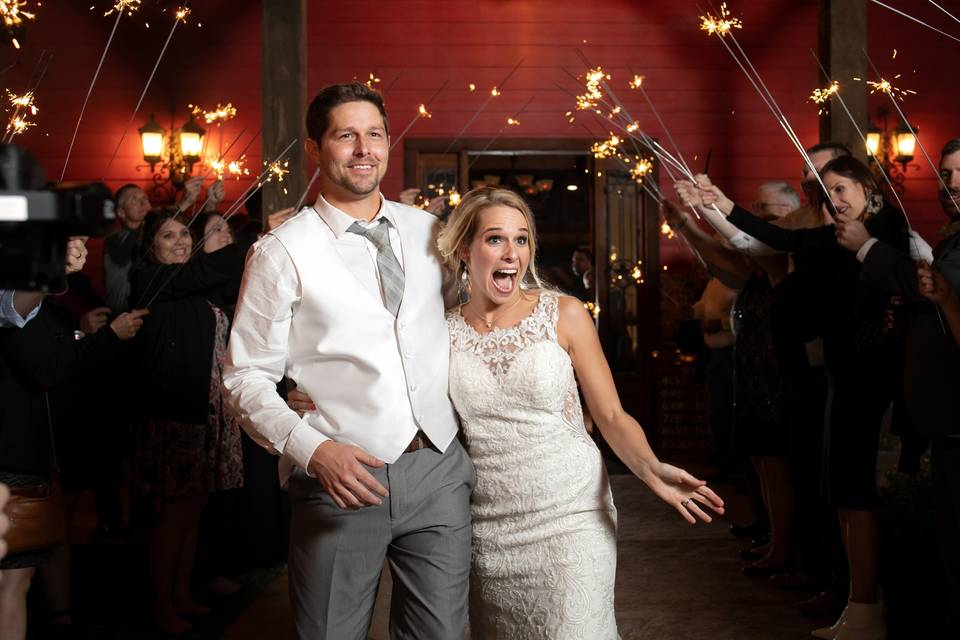 Bride and group singing