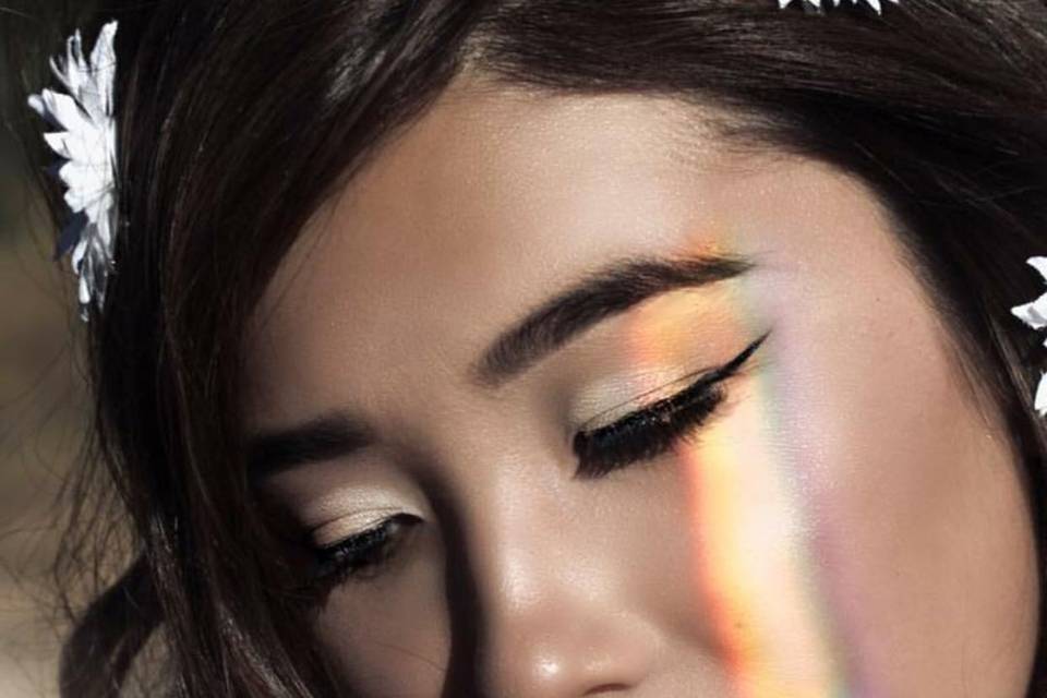 Here’s is a close up of the soft skin application paired with a bold, red lip. Booking with a quality artist is important if you want your close up images to be just as beautiful as the images far away.