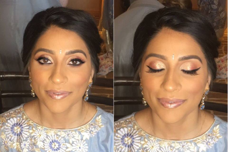Indian bridal! Sparkly and rose gold was a must for this bridal party. All you need to tell me is what you like, the look you’re going for and we go from there.