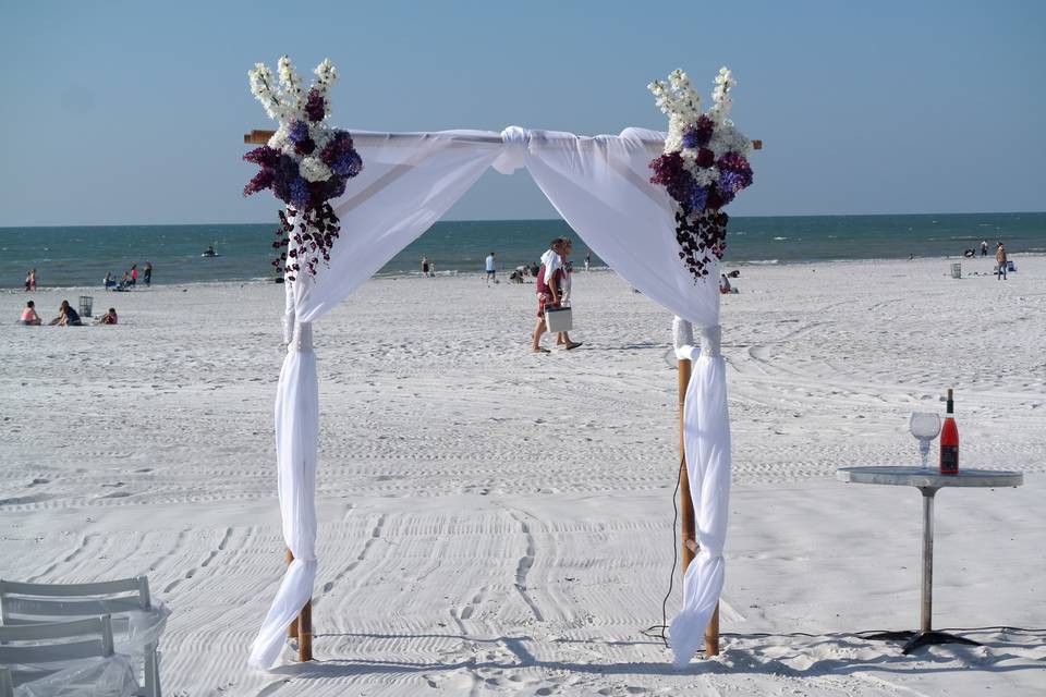 Beach wedding, Hilton, Clearwater Beach, Florida.