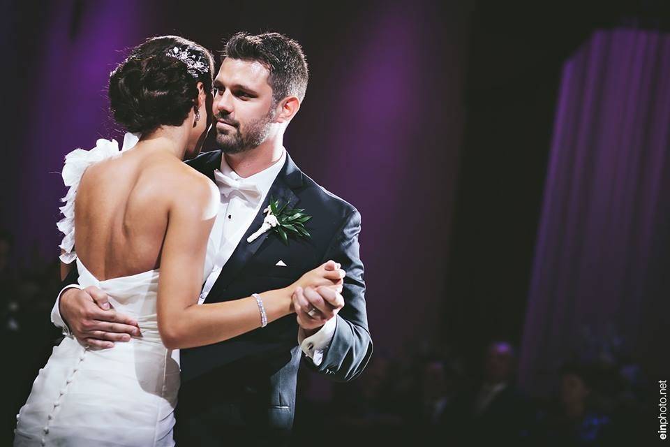 Husband and wife slow dancing