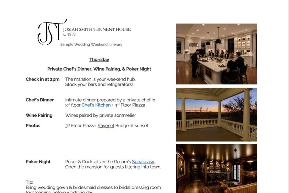 Thursday Itinerary