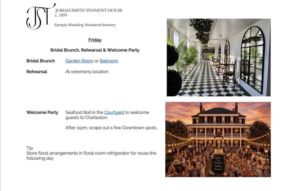 Friday Itinerary