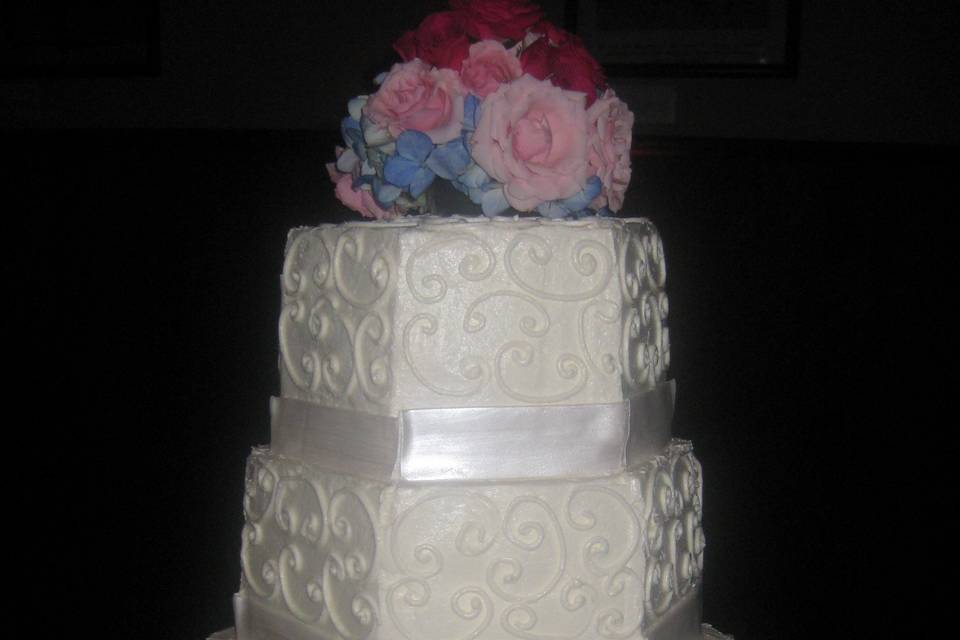 Multiple layered wedding cake