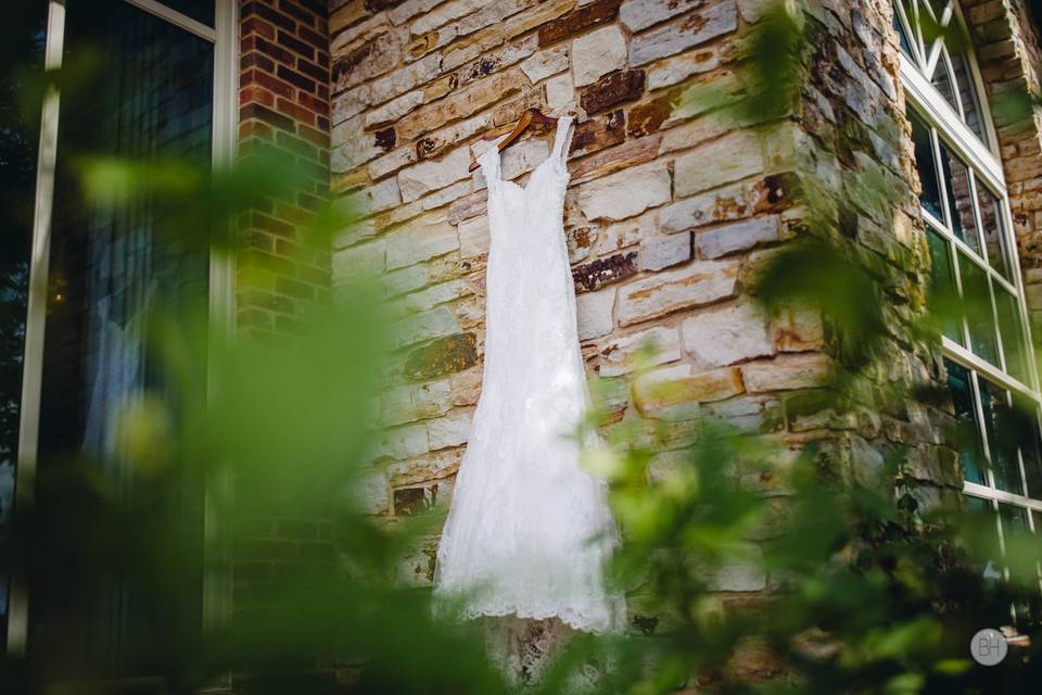 Wedding dress hanging