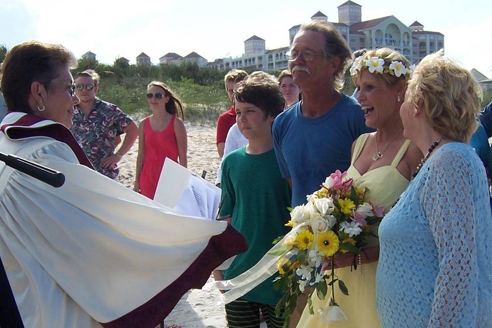 The officiant with attendees