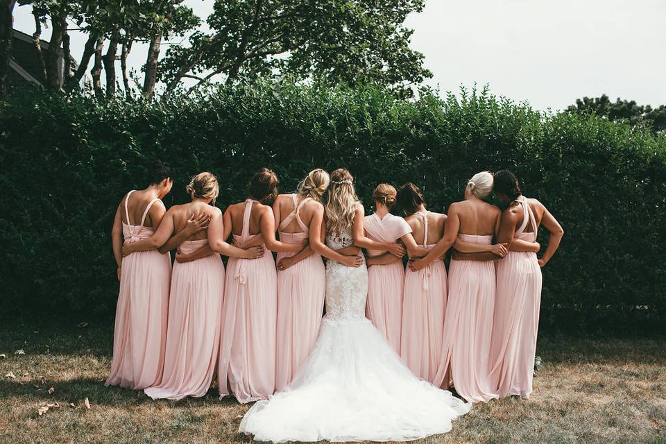 Bride and the bridesmaids