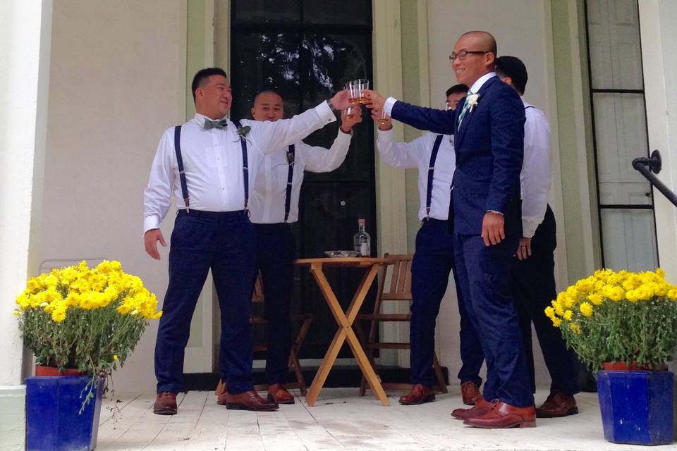 The groomsmen on south porch