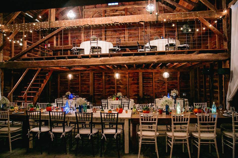 Inside the wood barn