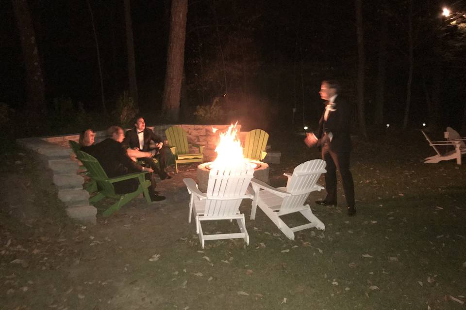 Adirondack chairs and fire pit
