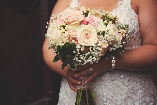 The bride holding her bouquet