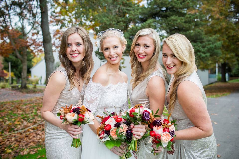 Bride and bridesmaids