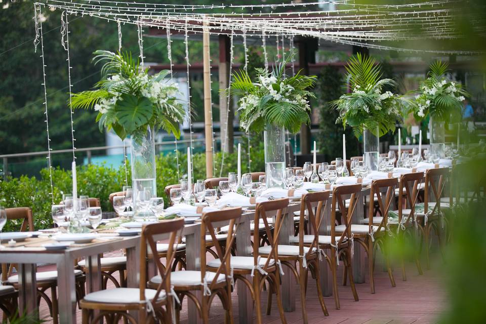 Luxury outdoor wedding setup