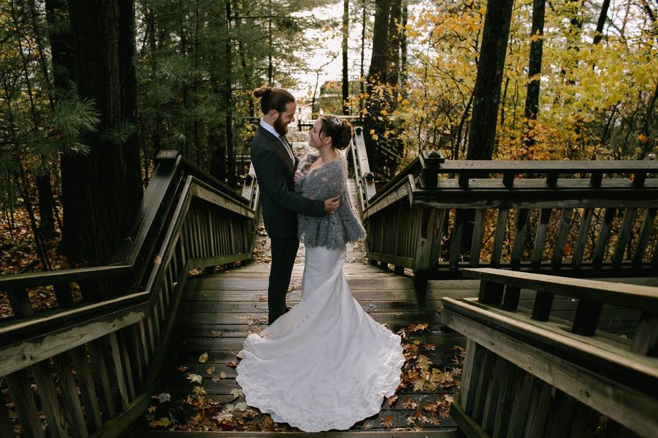 The stairs in the fall