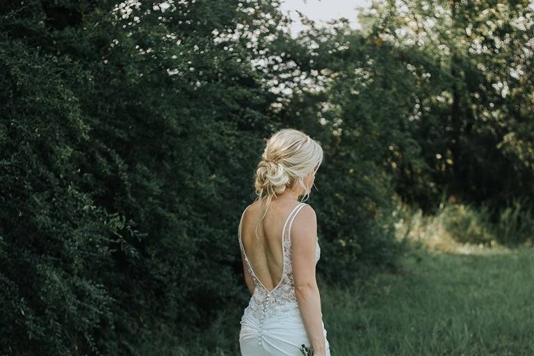 Bridal low bun updo