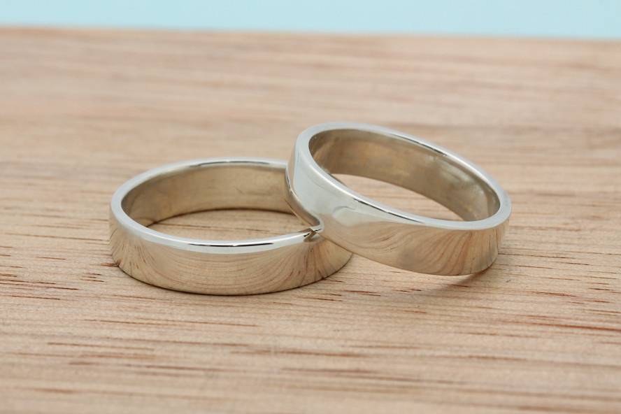 Recycled sterling silver flat bands.